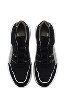 Men's Black Lace-up Thick-Sole Leather Sneaker | Derimod