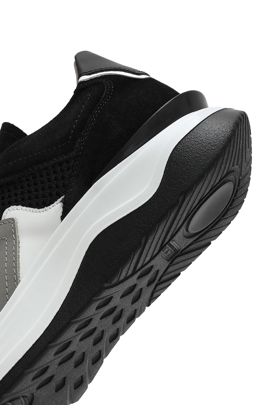 Men's Black Lace-up Thick-Sole Leather Sneaker