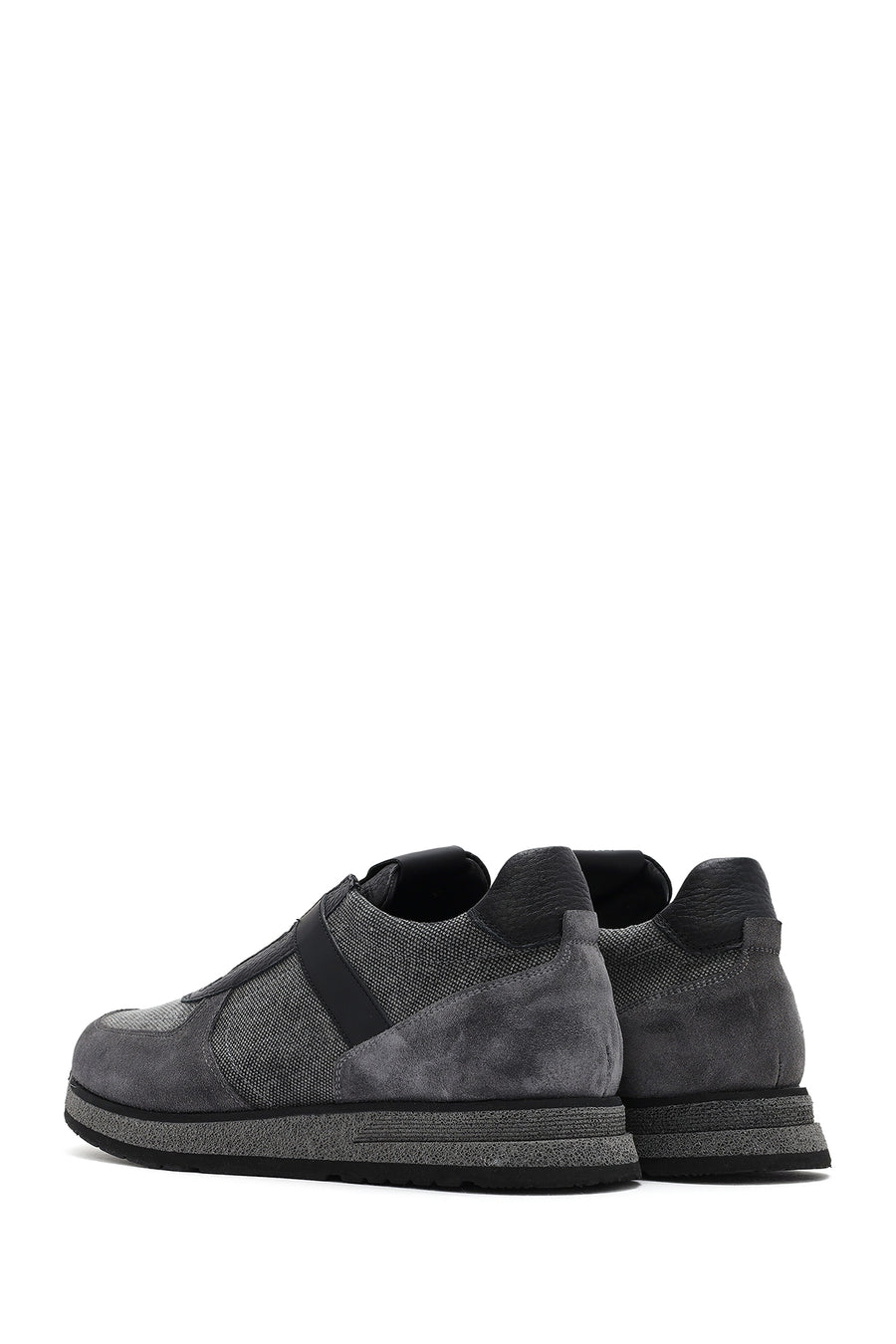 Erkek Gri Bağcıklı Deri Casual Sneaker