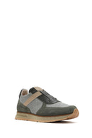 Erkek Haki Bağcıklı Deri Casual Sneaker | Derimod