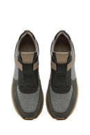 Erkek Haki Bağcıklı Deri Casual Sneaker | Derimod