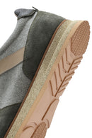 Erkek Haki Bağcıklı Deri Casual Sneaker | Derimod