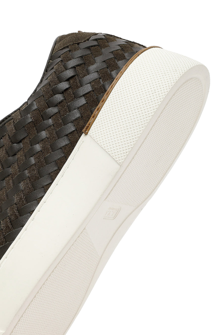 
Men's Khaki Lace-Up Woven Thick Sole Leather Sneaker
