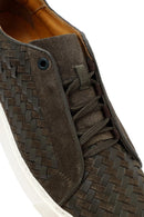 
Men's Khaki Lace-Up Woven Thick Sole Leather Sneaker
 | Derimod