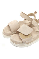 Kadın Bej Kalın Tabanlı Süet Sandalet | Derimod