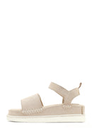 Kadın Bej Kalın Tabanlı Süet Sandalet | Derimod