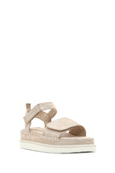 Kadın Bej Kalın Tabanlı Süet Sandalet | Derimod