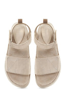 Kadın Bej Kalın Tabanlı Süet Sandalet | Derimod