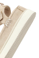 Kadın Bej Kalın Tabanlı Süet Sandalet | Derimod