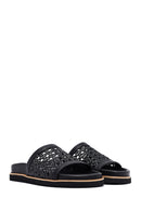 Kadın Siyah Örgülü Terlik | Derimod