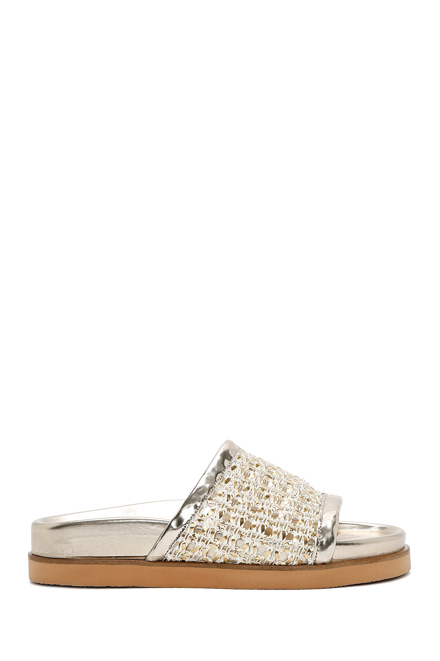 Women's Gold Braided Slippers 25SFE210329 | Derimod