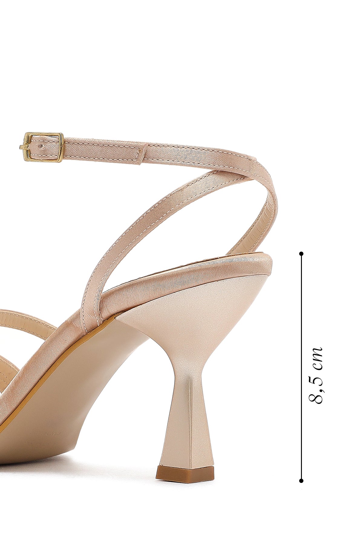 Kadın Bej Bilekten Bantlı Topuklu Sandalet