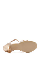 Kadın Bej Bilekten Bantlı Topuklu Sandalet | Derimod