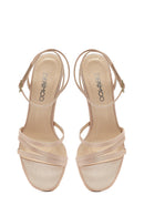 Kadın Bej Bilekten Bantlı Topuklu Sandalet | Derimod