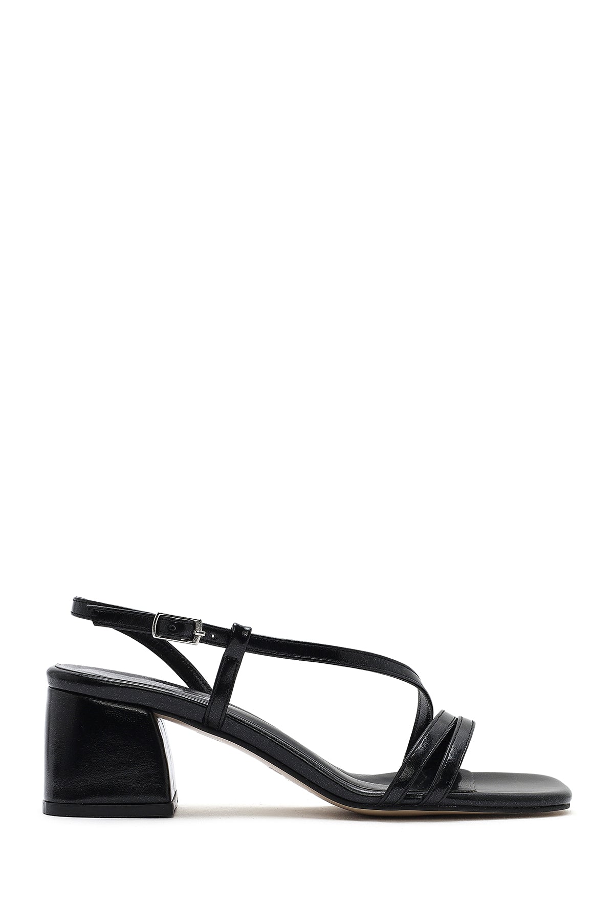 Women's Black Ankle Strap Low Heeled Sandals 25SFE390618 | Derimod