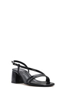 Women's Black Ankle Strap Low Heeled Sandals | Derimod