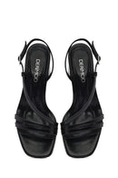 Women's Black Ankle Strap Low Heeled Sandals | Derimod