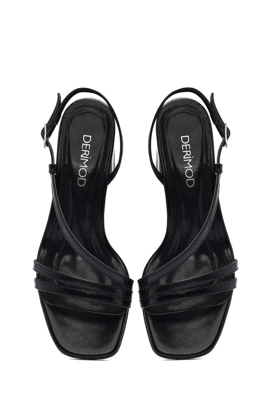 Women's Black Ankle Strap Low Heeled Sandals