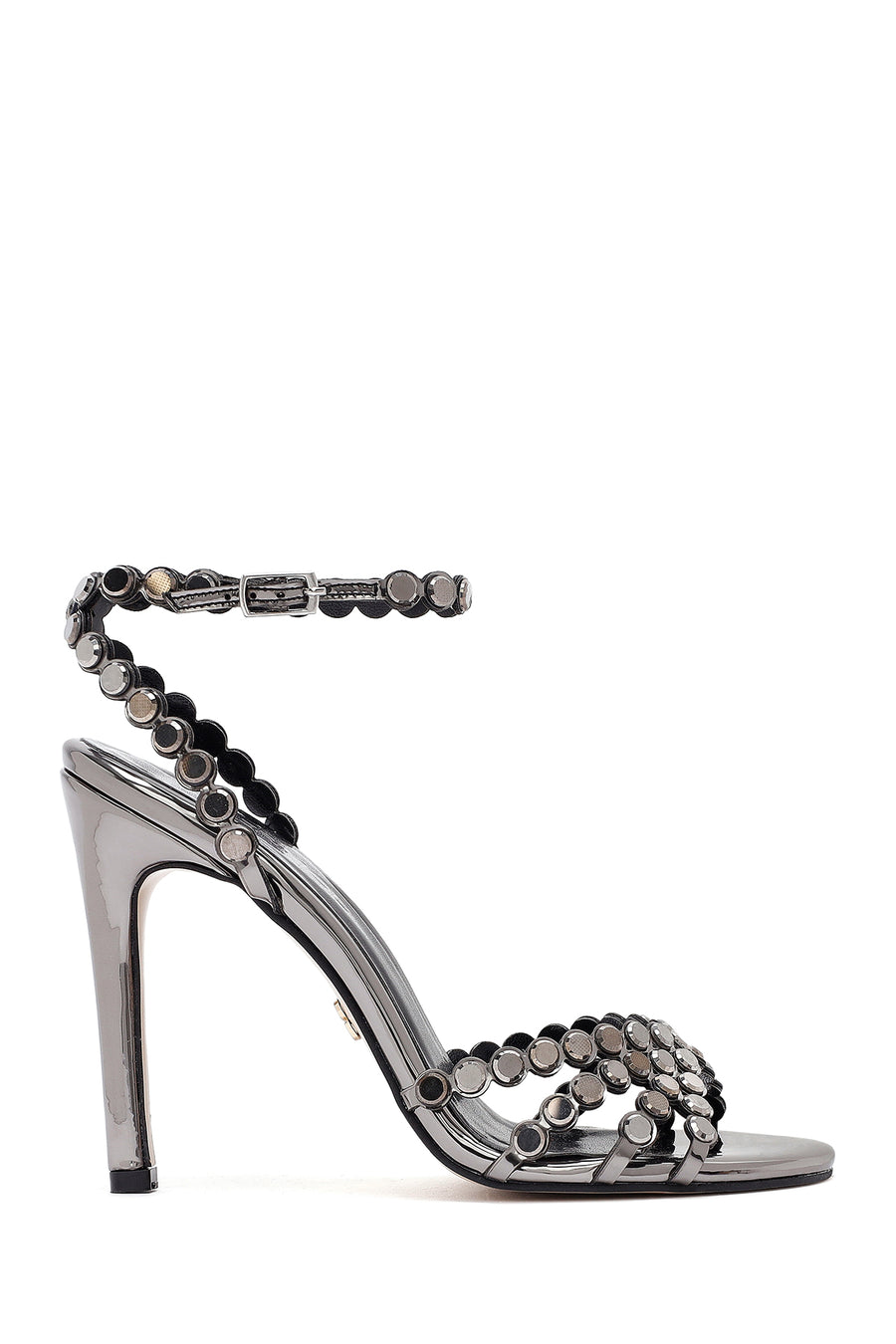 Women's Grey Stone High Thin Heel Sandals 25SFE3908TS | Derimod