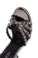 Kadın Gri Taşlı Yüksek İnce Topuklu Sandalet | Derimod