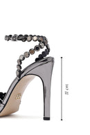 Kadın Gri Taşlı Yüksek İnce Topuklu Sandalet | Derimod