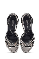 Kadın Gri Taşlı Yüksek İnce Topuklu Sandalet | Derimod