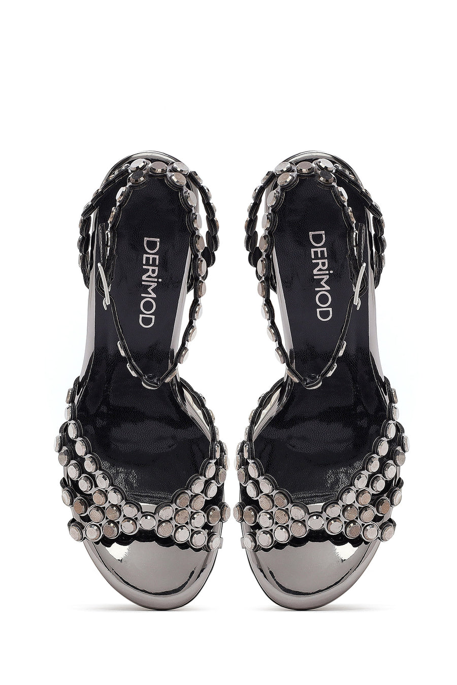 Women's Grey Stone High Thin Heel Sandals