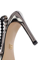 Kadın Gri Taşlı Yüksek İnce Topuklu Sandalet | Derimod