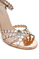 Kadın Altın Taşlı Yüksek İnce Topuklu Sandalet | Derimod