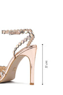 Kadın Altın Taşlı Yüksek İnce Topuklu Sandalet | Derimod