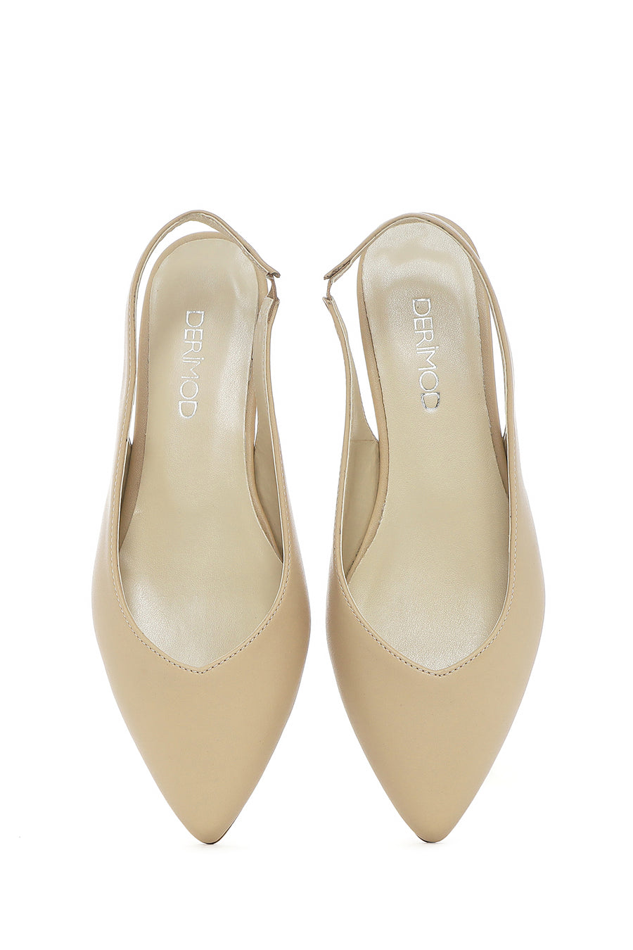 Women's Cream Open Back Ballerinas