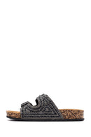 Women's Black Stone Slippers | Derimod