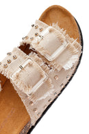Women's Beige Stone Detailed Fabric Slippers | Derimod