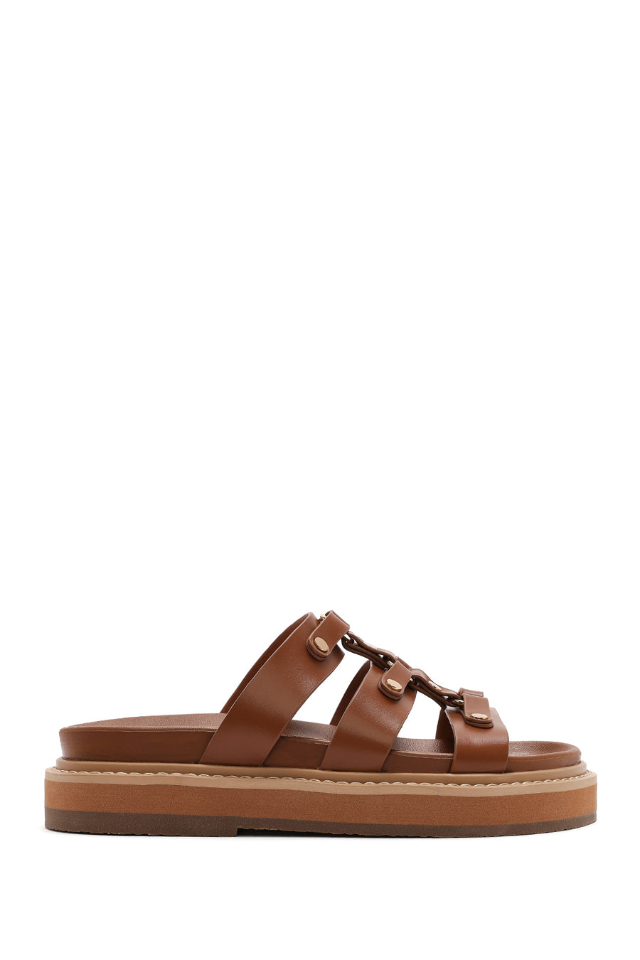 Women's Tan Thick Soled Slippers 25SFE400818 | Derimod