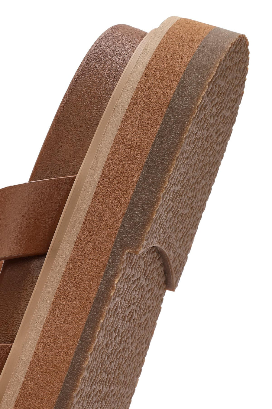 Women's Tan Thick Soled Slippers