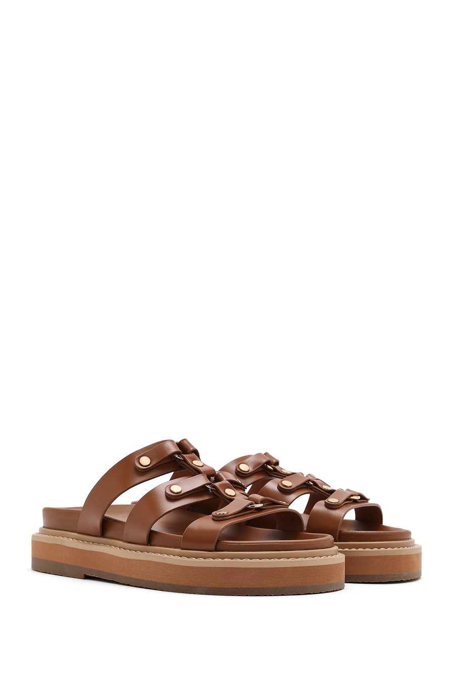Women's Tan Thick Soled Slippers