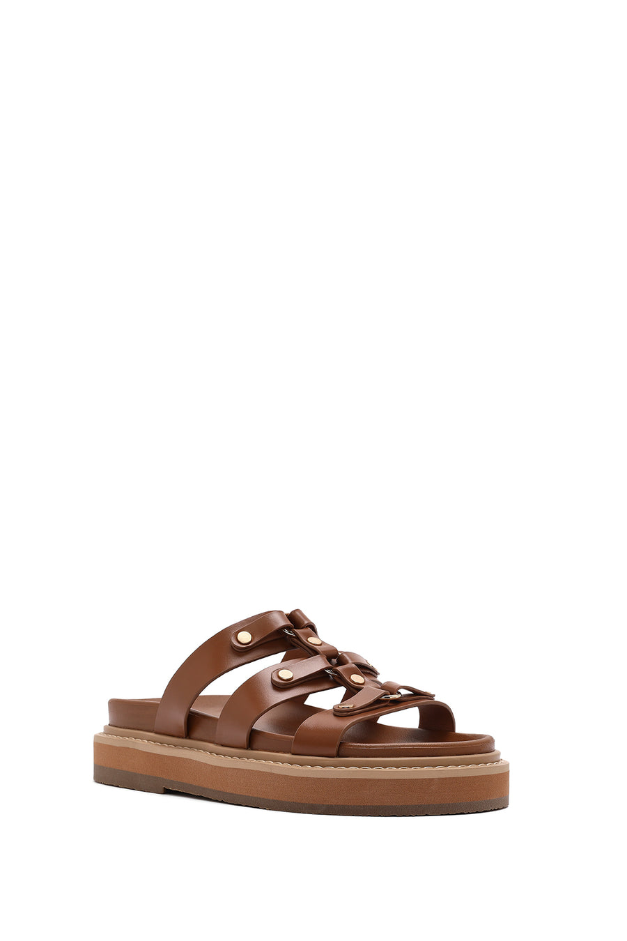Women's Tan Thick Soled Slippers