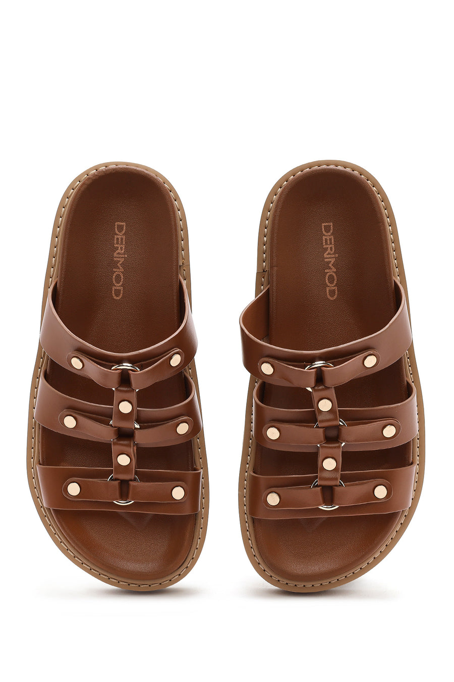 Women's Tan Thick Soled Slippers