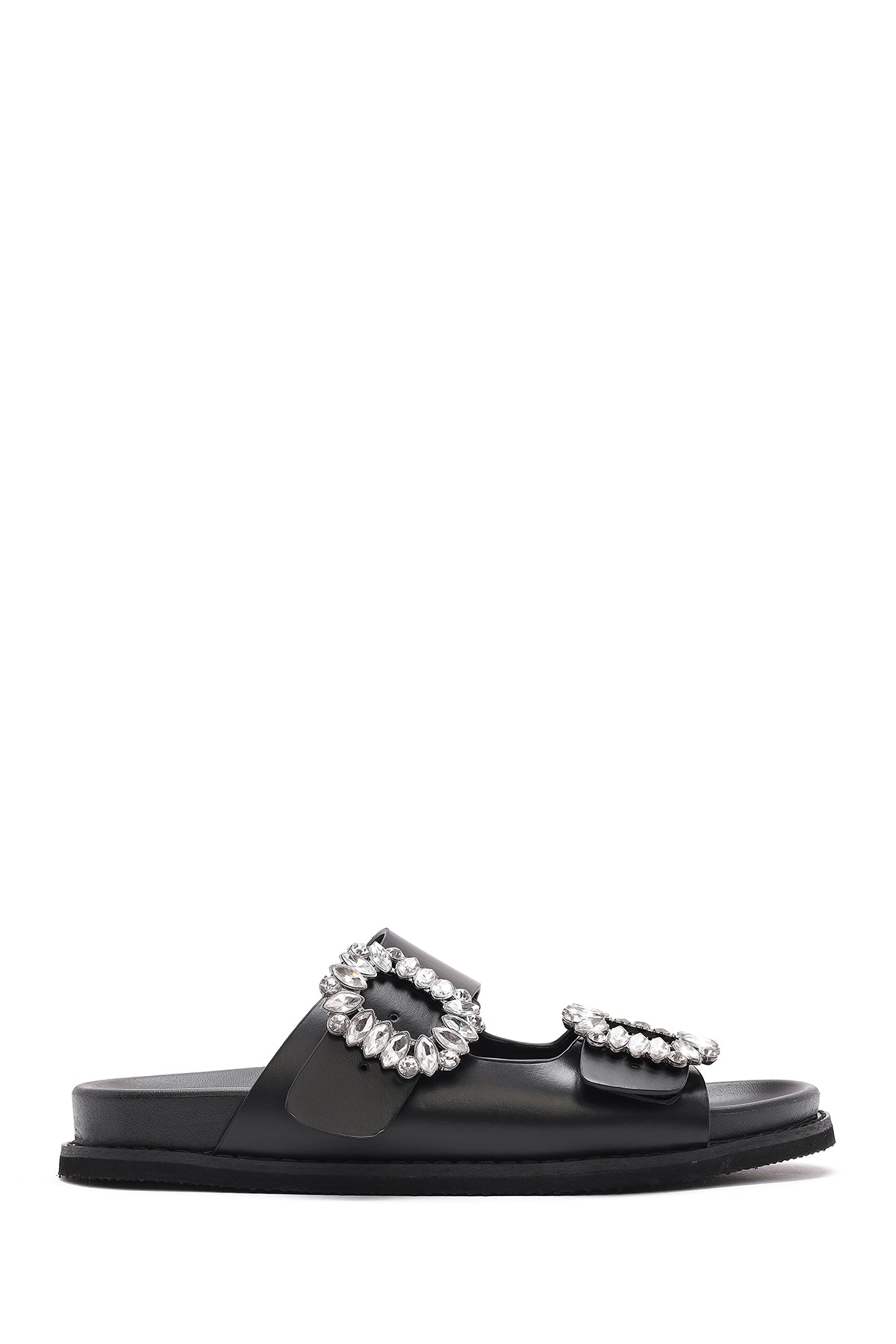 Women's Black Buckled Stoned Slippers 25SFE400918 | Derimod