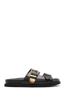 Women's Black Buckled Slippers | Derimod