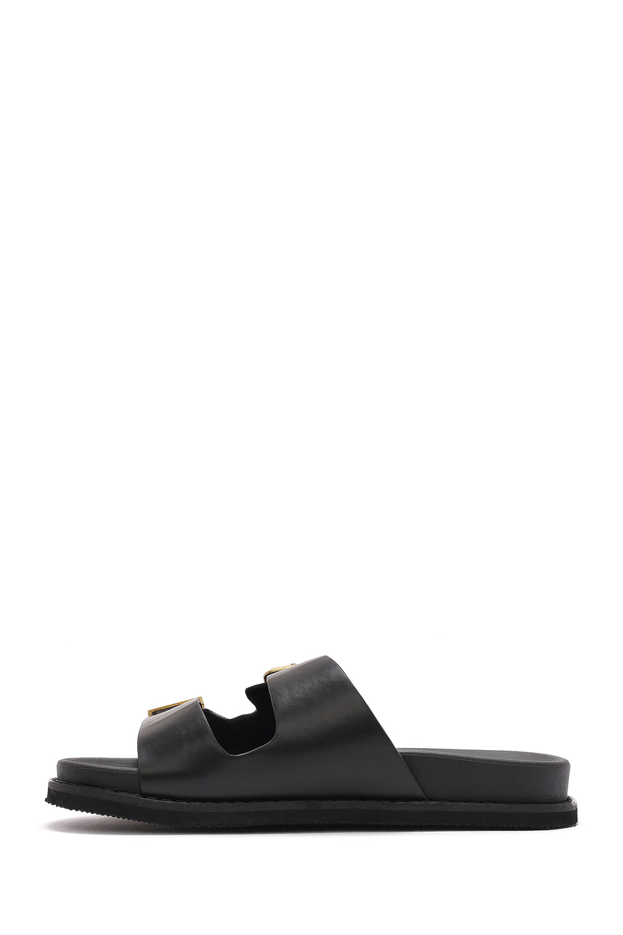 Women's Black Buckled Slippers