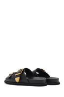 Women's Black Buckled Slippers | Derimod