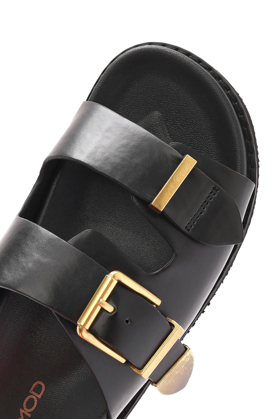 Women's Black Buckled Slippers
