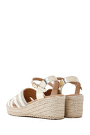 Kadın Krem Bilekten Tokalı Dolgu Topuklu Espadril Sandalet | Derimod