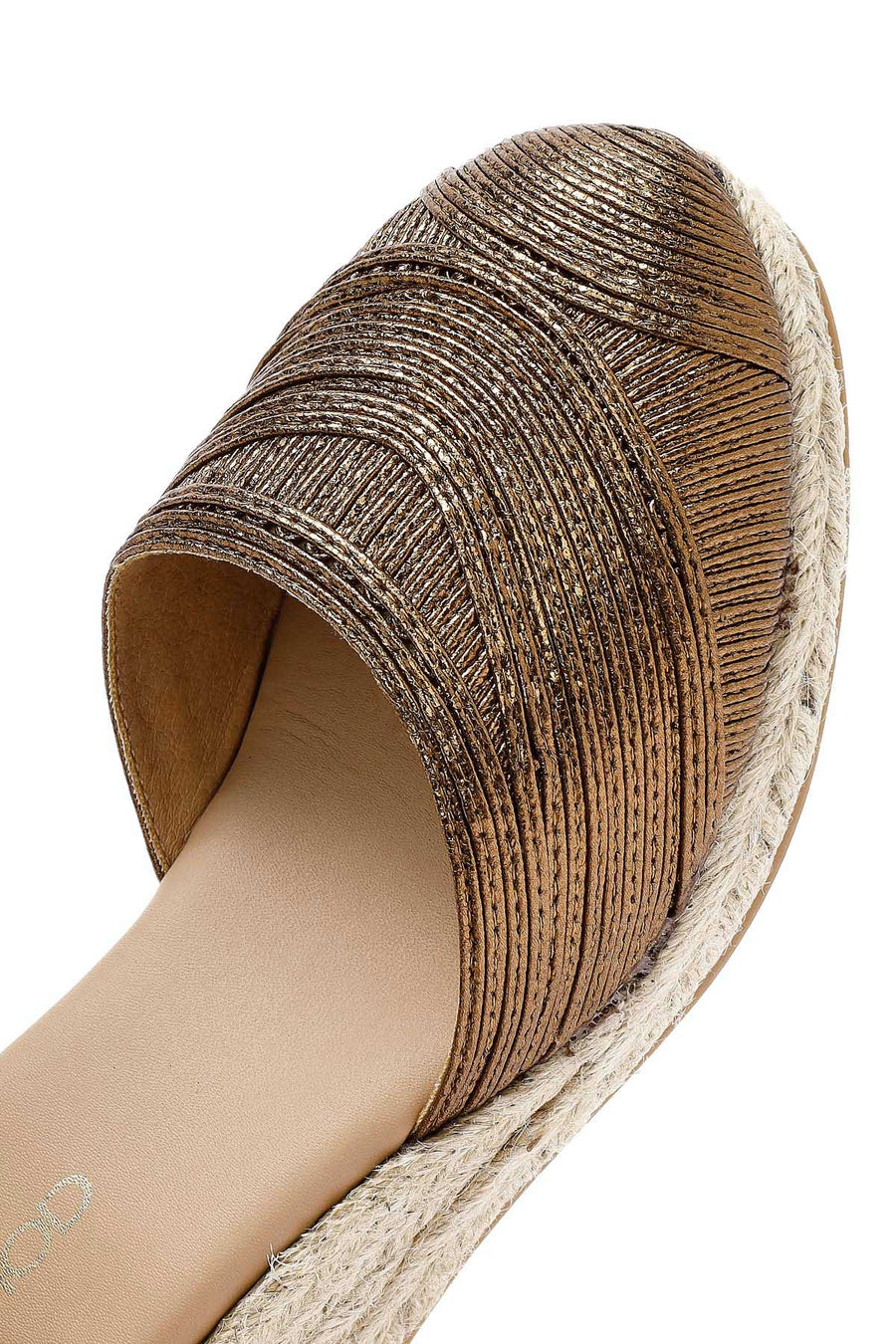 Women's Bronze Ankle Buckle Metallic Wedge Heel Espadrilles