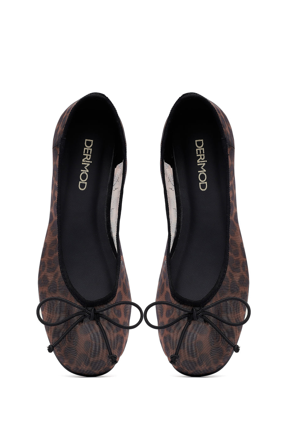 Women's Leopard Bow Patterned Ballerinas