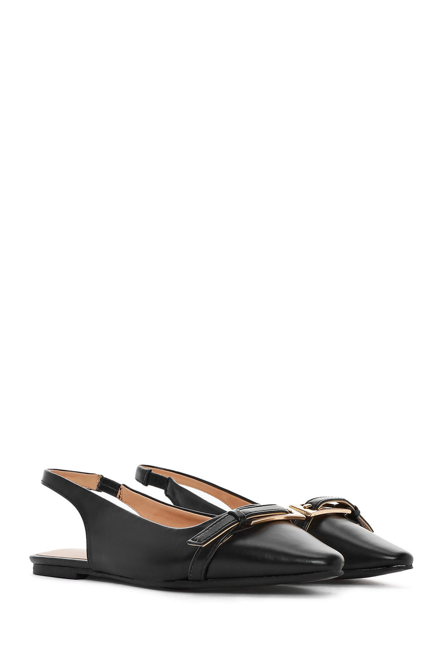 Women's Black Open Back Classic Ballerinas