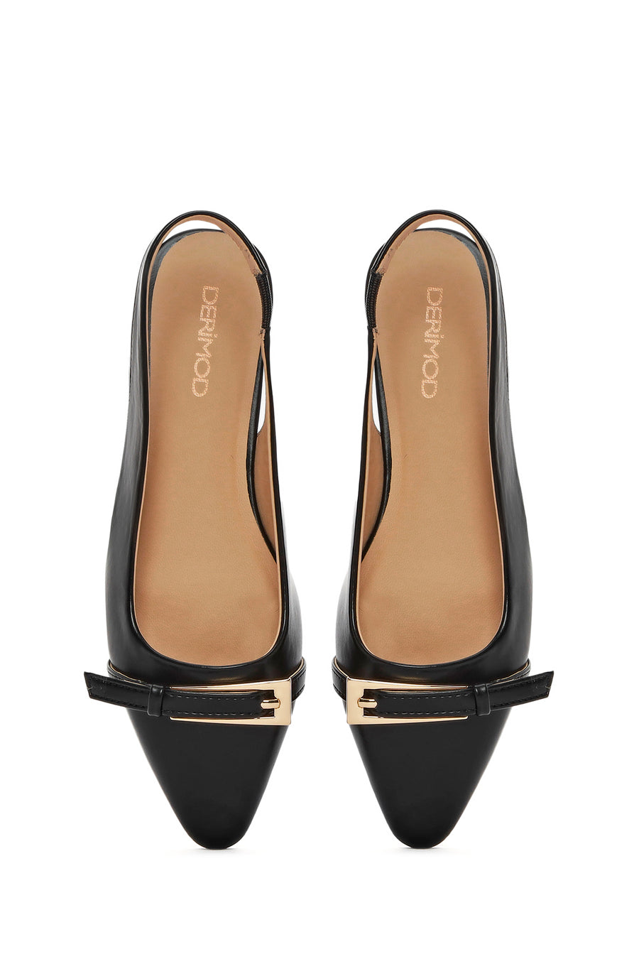 Women's Black Open Back Classic Ballerinas