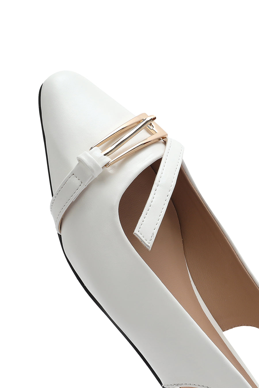 Women's Cream Open Back Classic Ballerinas