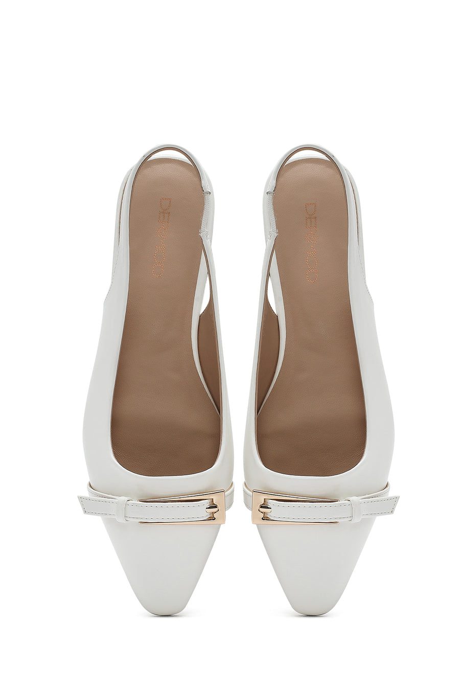 Women's Cream Open Back Classic Ballerinas